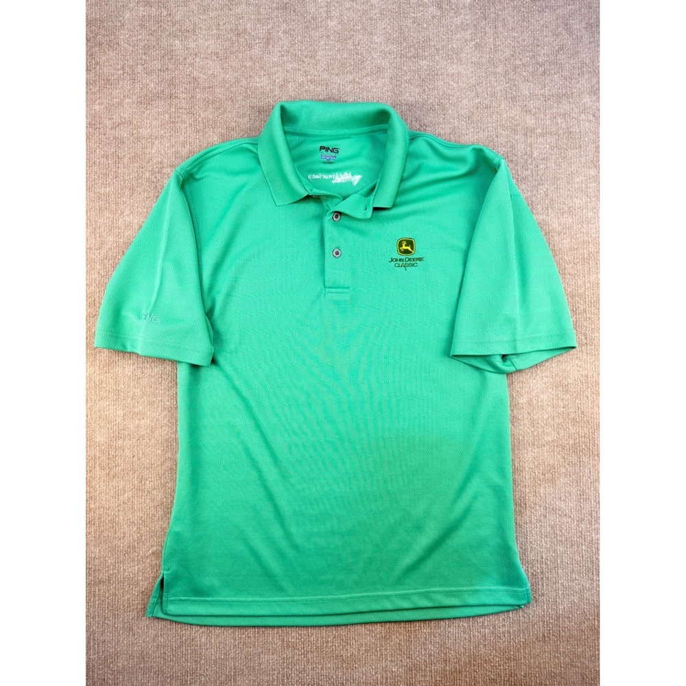 PING John Deere Classic Polo Shirt Mens Medium Green Performance Golf Pique Knit